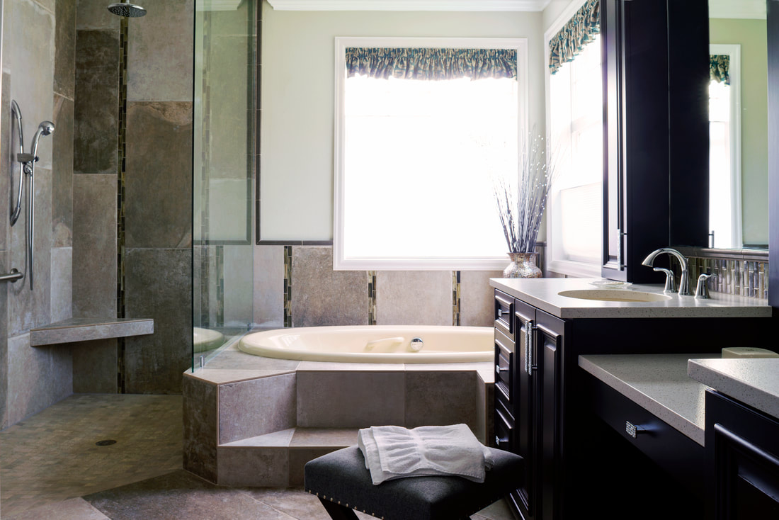 Elegant Blue Accent & Natural Stone Suite